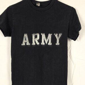 Gildan Army Graphic Tee Distressed Black S